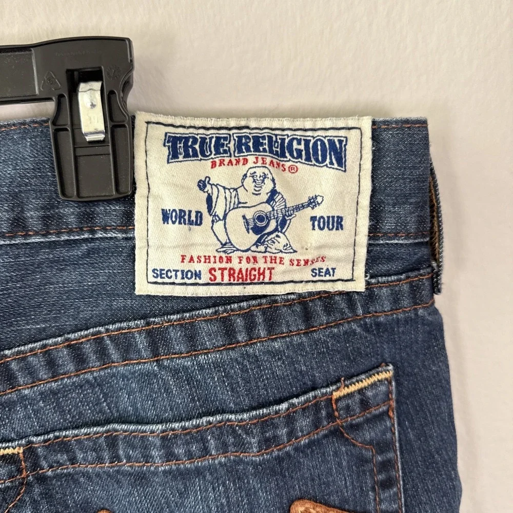 Vtg. True Religion Mens 38x30 RN 112790 5 Pockets Y2k Multicolored‎ Stitching